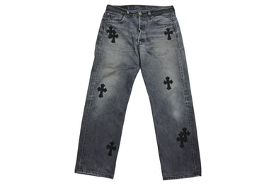 CHROME HEARTS クロムハーツ セメタリー クロスパッチ デニム パンツ リーバイス LEVI`S 501 サイズ31 ブラック 美品 中古 4b010029