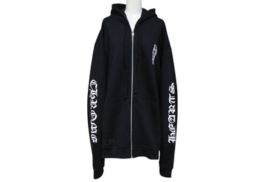 新品未使用 CHROME HEARTS クロムハーツ ジップアップフーディー パーカー サイズXL ダガージップ スクロールラベル シルバー925 中古 4b010032
