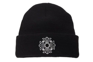 新品未使用 CHROME HEARTS クロムハーツ ニットキャップ ビーニー CHクロス サマーニット ブラック ウール ONE SIZE 刺繍 中古 4b010037