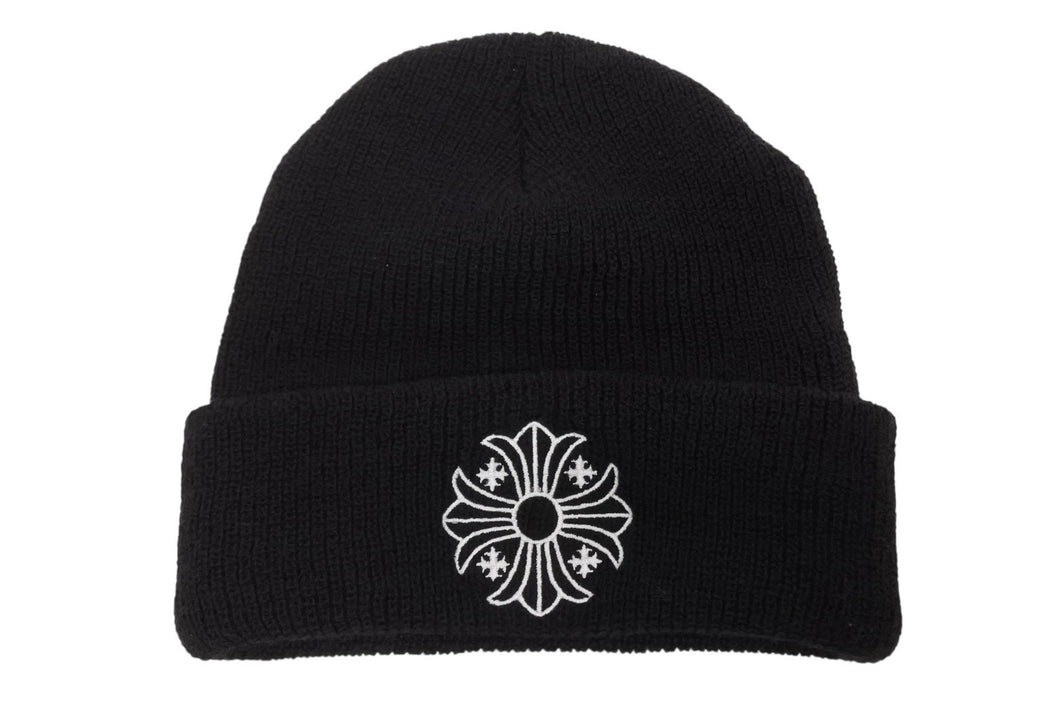 新品未使用 CHROME HEARTS クロムハーツ ニットキャップ ビーニー CHクロス サマーニット ブラック ウール ONE SIZE 刺繍 中古 4b010037