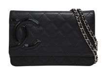 Load image into Gallery viewer, 極美品 CHANEL シャネル カンボンライン チェーンショルダーウォレット 16番台 ココマーク カーフスキン パテントレザー ブラック 中古 4b010063