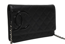 Load image into Gallery viewer, 極美品 CHANEL シャネル カンボンライン チェーンショルダーウォレット 16番台 ココマーク カーフスキン パテントレザー ブラック 中古 4b010063