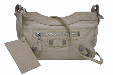 BALENCIAGA バレンシアガ クラシック ザ ヒップ ショルダーバッグ 002123 レザー ベージュ 美品 中古 4b010068