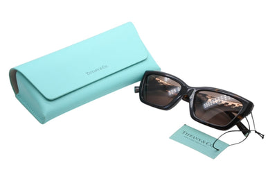 新品未使用 TIFFANY & Co ティファニー トゥルー サングラス OTF4213F ブラック ブルー ゴールド金具 サイズ54◻︎18◻︎ 中古 4b010074
