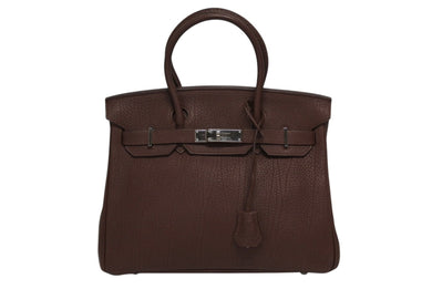 極美品 HERMES エルメス バーキン30 ハンドバッグ トゴ チョコレートブラウン シルバー金具 ☐M刻印 中古 4b010075