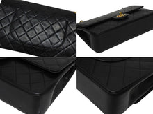 Load image into Gallery viewer, CHANEL シャネル マトラッセ25 Wフラップ Wチェーンショルダーバッグ 0番台 ラムスキン ココマーク ブラック ゴールド金具 美品 中古 4b010079