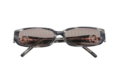 極美品 GUCCI グッチ サングラス アイウェア GG-9053J イタリア製 アセテート ブラック グレー クリア ゴールド金具 中古 4b010091