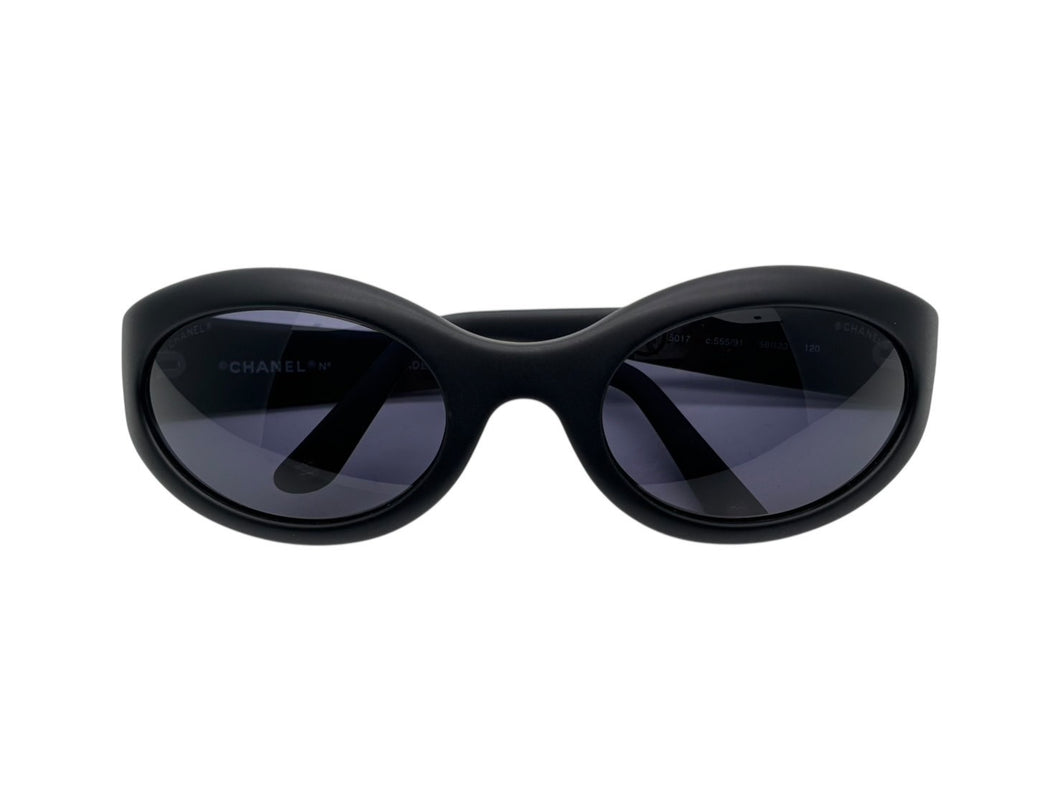 極美品 CHANEL シャネル サングラス アイウェア 5017 c.555/91 サイズ56◻︎23 120 ココマーク マットブラック 中古 4b010092