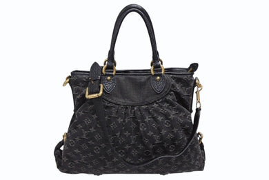 極美品 LOUIS VUITTON ルイヴィトン ネオカヴィ MM ハンドバッグ M95351 モノグラム デニム ブラック 2WAY ゴールド金具 中古 4b010098