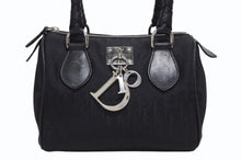 Load image into Gallery viewer, 極美品 Christian Dior クリスチャンディオール ガリアーノ期 トロッター柄 ミニハンドバッグ 04-BO-0018 ナイロンキャンバス レザー ブラック 中古 4b010101