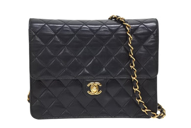 CHANEL シャネル Sフラップ チェーンショルダーバッグ 10番台 ラムスキン ココマーク キルティング ブラック ゴールド金具 美品 中古 4b010104