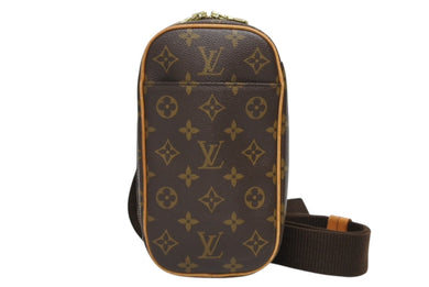 LOUIS VUITTON ルイヴィトン モノグラム ポシェット ガンジュ ボディバッグ M51870 ブラウン ゴールド金具 美品 中古 4b010115
