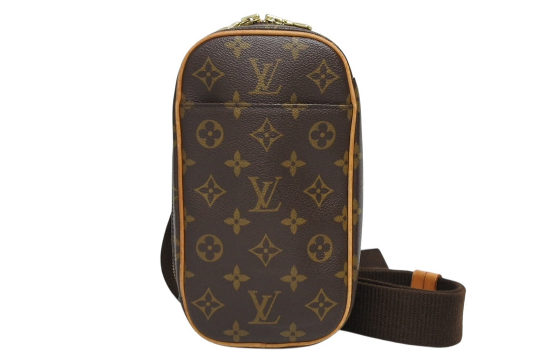 LOUIS VUITTON ルイヴィトン モノグラム ポシェット ガンジュ ボディバッグ M51870 ブラウン ゴールド金具 美品 中古 4b010115