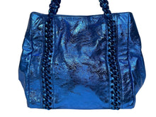 画像をギャラリービューアに読み込む, CHANEL シャネル ラグジュアリーライン デカココ メタリック トートバッグ 12番台 ブルー カーフスキン ブルー金具 美品 中古 4b010116