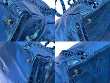 画像をギャラリービューアに読み込む, CHANEL シャネル ラグジュアリーライン デカココ メタリック トートバッグ 12番台 ブルー カーフスキン ブルー金具 美品 中古 4b010116