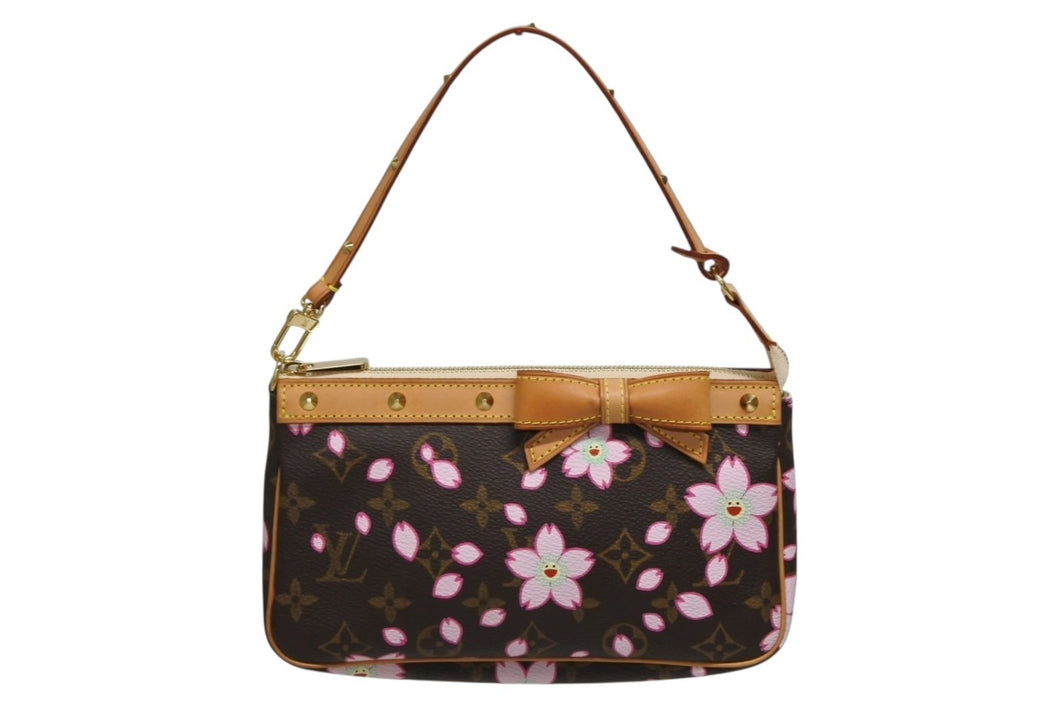 極美品 LOUISVUITTON ルイヴィトン ポシェット アクセソワール アクセサリーポーチ M92006 モノグラム チェリーブロッサム 村上隆 中古 4b010131