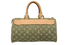 画像をギャラリービューアに読み込む, 極美品 LOUIS VUITTON ルイヴィトン ハンドバッグ デニム ネオスピーディ M95215 モノグラムデニム カーキ ゴールド金具 中古 4b010132