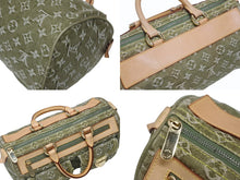 画像をギャラリービューアに読み込む, 極美品 LOUIS VUITTON ルイヴィトン ハンドバッグ デニム ネオスピーディ M95215 モノグラムデニム カーキ ゴールド金具 中古 4b010132