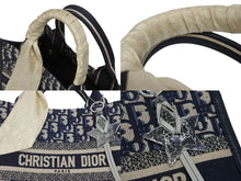 画像をギャラリービューアに読み込む, 極美品 CHRISTIAN DIOR クリスチャンディオール ブックトート スモール ハンドバッグ M1265ZRIW_M828 ネイビー オブリーク柄 中古 4b010153