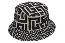 画像をギャラリービューアに読み込む, BALMAIN バルマン PB ラビリンス モノグラム バケット ハット ブラック 黒 ホワイト 白 コットン ポリエステル 美品 中古 4b010156