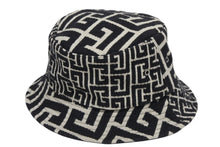 画像をギャラリービューアに読み込む, BALMAIN バルマン PB ラビリンス モノグラム バケット ハット ブラック 黒 ホワイト 白 コットン ポリエステル 美品 中古 4b010156
