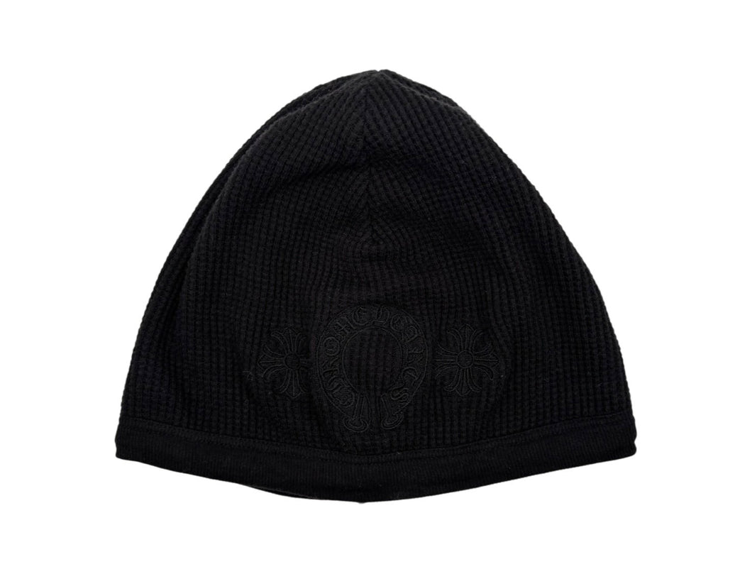 CHROME HEARTS クロムハーツ ビーニー サーマル ニット帽 2238 304 2209 ホースシュー アメリカ製 コットン ブラック 美品 中古 4b010159