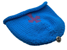 Load image into Gallery viewer, 新品同様 CHROME HEARTS クロムハーツ クロスパッチ ニットキャップ ビーニー カシミヤ レザー シルバー925 パープル ブルー 中古 4b010160