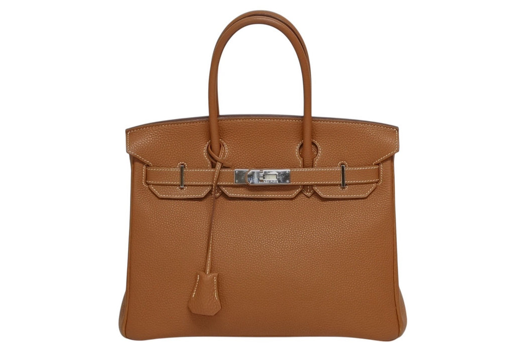 極美品 HERMES エルメス バーキン30 ハンドバッグ トゴ ゴールド シルバー金具 ☐I刻印 中古 4b010162