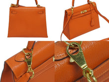 Load image into Gallery viewer, 極美品 HERMES エルメス ケリー25 2WAY ショルダーバッグ 外縫 ◻︎F刻印 シェーブル オレンジ ゴールド金具 中古 4b010169