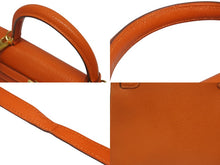 Load image into Gallery viewer, 極美品 HERMES エルメス ケリー25 2WAY ショルダーバッグ 外縫 ◻︎F刻印 シェーブル オレンジ ゴールド金具 中古 4b010169