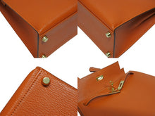Load image into Gallery viewer, 極美品 HERMES エルメス ケリー25 2WAY ショルダーバッグ 外縫 ◻︎F刻印 シェーブル オレンジ ゴールド金具 中古 4b010169