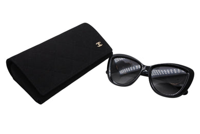 CHANEL シャネル サングラス アイウェア サイズ54□18 140 622/S8 ココマーク ハート ブラック ゴールド 美品 中古 4b010182