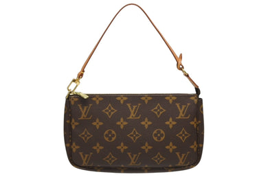 LOUIS VUITTON ルイヴィトン ポシェット アクセソワール アクセサリーポーチ M51980 モノグラム ブラウン レザー PVC 美品 中古 4b010193