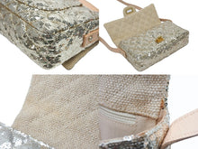 Load image into Gallery viewer, CHANEL シャネル ショルダーバッグ 13番台 ココマーク スパンコール ストロー ゴールド ベージュ マットゴールド金具 美品 中古 4b010207