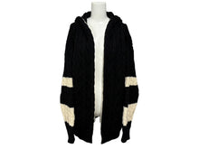Load image into Gallery viewer, SAINT LAURENT サンローラン 20AW baja cardigan バハ カーディガン パーカー ブラック ホワイト ウール サイズ L 美品 中古 4b010236