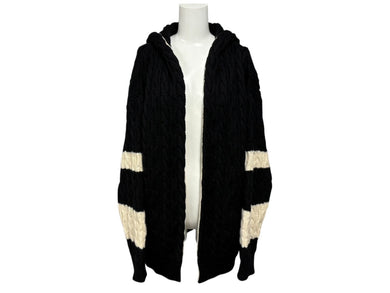 SAINT LAURENT サンローラン 20AW baja cardigan バハ カーディガン パーカー ブラック ホワイト ウール サイズ L 美品 中古 4b010236
