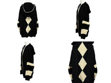 Load image into Gallery viewer, SAINT LAURENT サンローラン 20AW baja cardigan バハ カーディガン パーカー ブラック ホワイト ウール サイズ L 美品 中古 4b010236