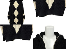 Load image into Gallery viewer, SAINT LAURENT サンローラン 20AW baja cardigan バハ カーディガン パーカー ブラック ホワイト ウール サイズ L 美品 中古 4b010236