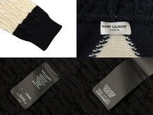 Load image into Gallery viewer, SAINT LAURENT サンローラン 20AW baja cardigan バハ カーディガン パーカー ブラック ホワイト ウール サイズ L 美品 中古 4b010236