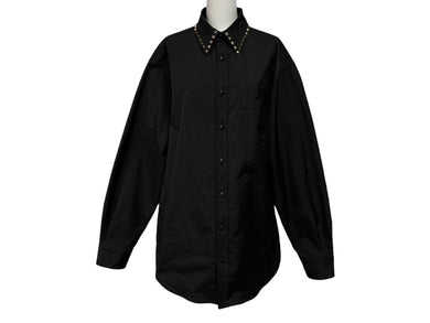 極美品 Valentino ヴァレンチノ 襟ロック スタッズ ナイロンジャケット ブラック ナイロン サイズ 48 ブラック金具 中古 4b010237