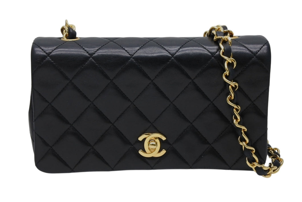 極美品 CHANEL シャネル フルフラップ ミニマトラッセ19 Sチェーンショルダーバッグ 1番台 ラムスキン ココマーク ゴールド金具 中古 4b010266