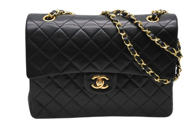 極美品 CHANEL シャネル マトラッセ25 Wフラップ Wチェーンショルダーバッグ 14番台 ラムスキン シルバー金具 中古 4b010268