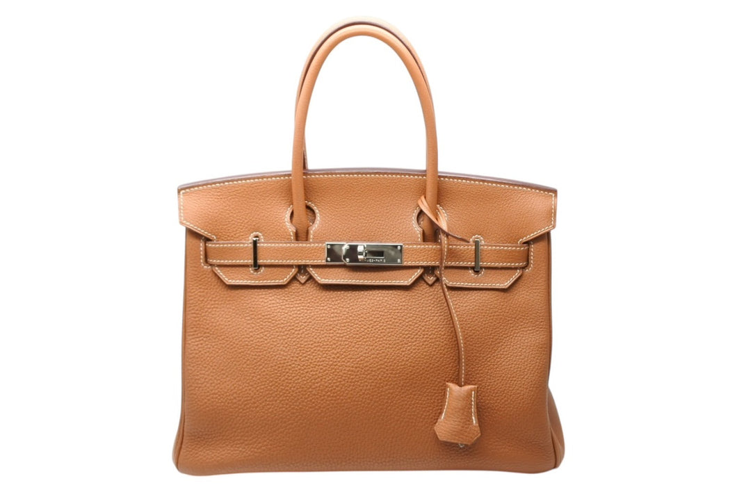 極美品 HERMES エルメス バーキン30 ハンドバッグ トゴ ゴールド シルバー金具 ☐I刻印 中古 4b010288