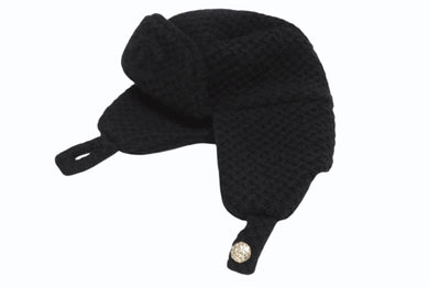 新品未使用 CHANEL シャネル ココ ネージュ フライトキャップ パイロットキャップ ブラック 25年フェイクファー スウェード 中古 4b010303