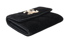 画像をギャラリービューアに読み込む, 極美品 CHANEL シャネル マトラッセ ココマーク コインケース ベロア レザー ラインストーン ブラック ゴールド金具 中古 4b010307