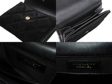 画像をギャラリービューアに読み込む, 極美品 CHANEL シャネル マトラッセ ココマーク コインケース ベロア レザー ラインストーン ブラック ゴールド金具 中古 4b010307