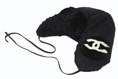 新品同様 CHANEL シャネル ココ ネージュ フライトキャップ パイロットキャップ AAA429 フェイクファー スウェード 中古 4b010310