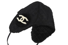 Load image into Gallery viewer, 新品同様 CHANEL シャネル ココ ネージュ フライトキャップ パイロットキャップ AAA429 フェイクファー スウェード 中古 4b010310
