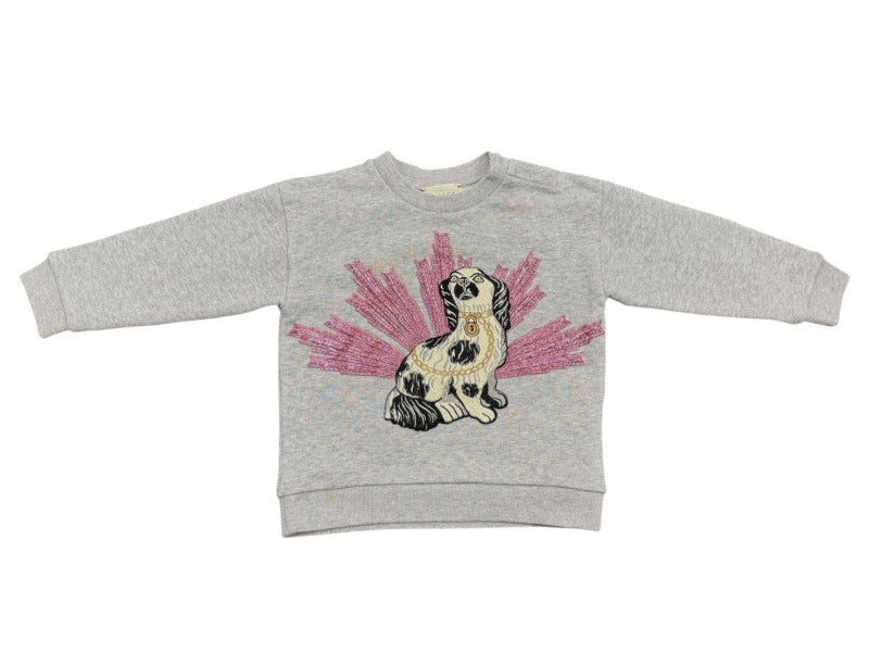 GUCCI childrens グッチ キッズ スウェットシャツ グレー １8/24m 543890 コットン 刺繍 犬 ドック 美品 中古 4b046206