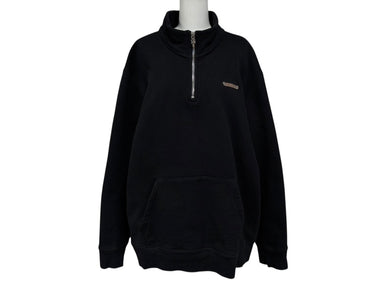 CHROME HEARTS クロムハーツ ハーフジップ スウェットシャツ サイズL セメタリークロス刺繍 ブラック ホワイト 美品 中古 4b009893